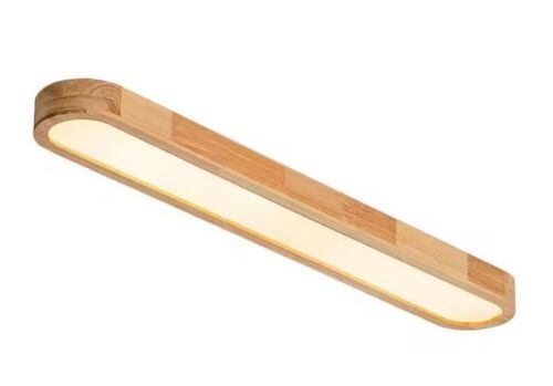 HUOKU Lumin 37.4 in. x 5.5 in. Long Linear Wood Integrated LED Flush Mount Rectangular Light Fixture 3000K Kitchen Low Profile - Lot 892