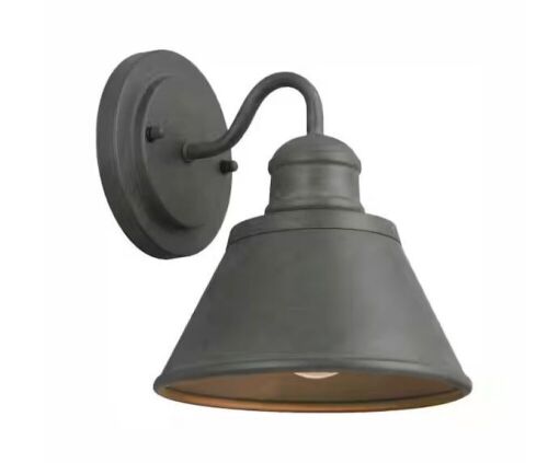 Hampton Bay 9.5 in. 1-Light Zinc Barn Outdoor Wall Light Sconce Lantern - Lot 251