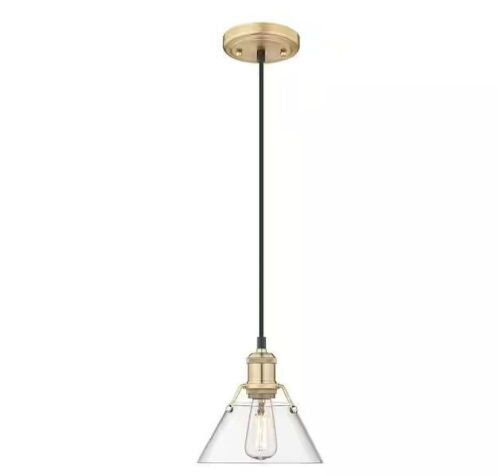 Golden Lighting Orwell 7.5 in. 1-Light Pendant in Brushed Champagne Bronze with Clear Glass Shade - Lot 457