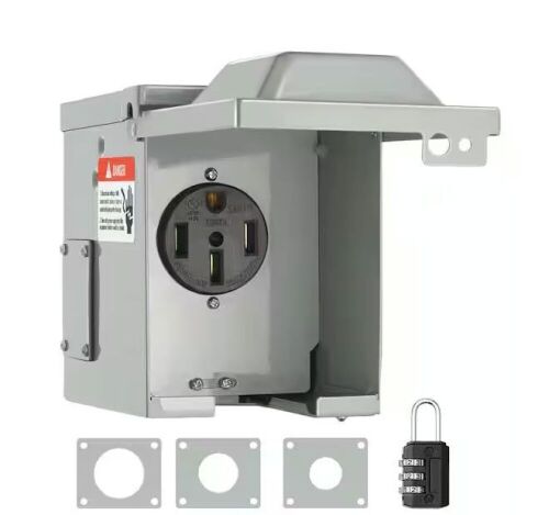 VEVOR RV Power Outlet Box Indoor/Outdoor 50 Amp 125-Volt/250-Volt Receptacle Panel NEMA 14-50R Single Outlet for RV Camper Car - Lot 548