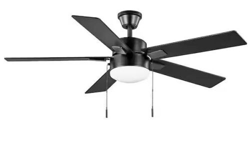 Hampton Bay 52 in. Corwin Indoor/Outdoor Matte Black LED Ceiling Fan with Light Kit - Lot 558