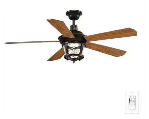 Progress Lighting Smyrna 52 in. Indoor/Outdoor Integrated LED Antique Bronze Traditional Ceiling Fan with Remote - Lot 641
