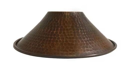 Rubbed Bronze Hammered Copper Cone Pendant Shade - Lot 648