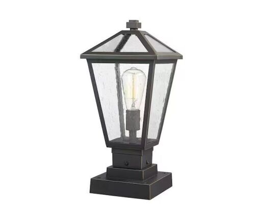 Talbot 17 .5 in. 1-Light Bronze Metal Hardwired Outdoor Weather Resistant Pier Mount Light - Lot 650