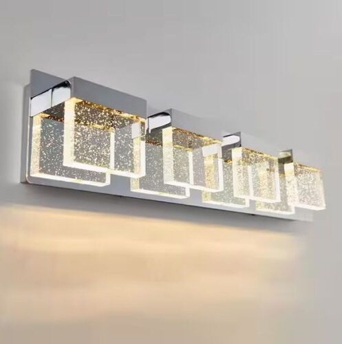 Artika Essence Bubble Cube 24 in. 4-Light Chrome Modern Integrated LED Vanity Light Bar for Bathroom with Bubble Glass - Lot 746