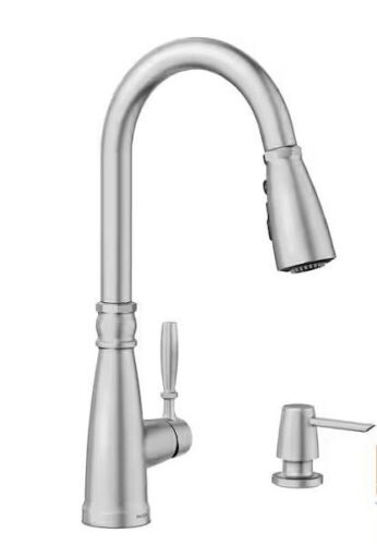 MOEN Boman Single Handle Pull-Down Sprayer Kitchen Faucet with Reflex and PowerBoost in Spot Resist Stainless - Lot 749