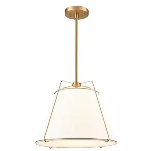 Light Society Lise 15 in. 1-Light Brushed Brass Chandelier with Fabric Shade - Lot 857