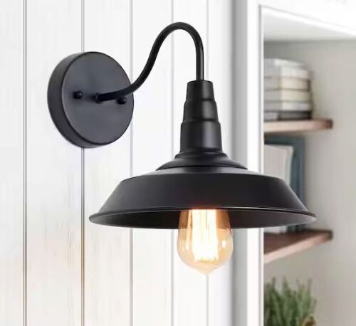 LNC 1-Light Black Industrial Classic Wall Sconce Barn Light  - Lot 849