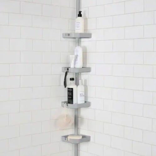 Lot of (2) Bath Bliss 4 Tier Tension Corner Shower Organizer Caddy in Grey - Lot 227