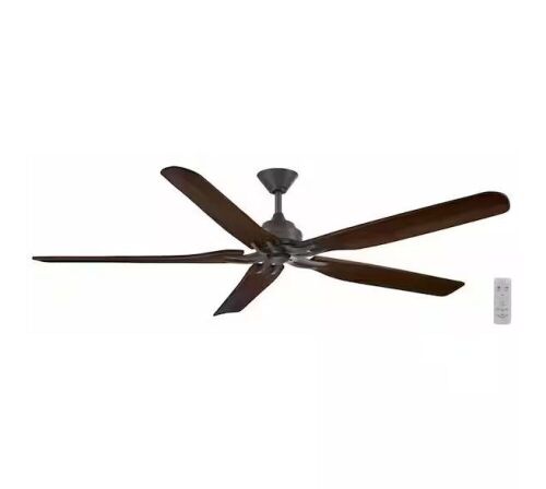 Hampton Bay Danetree 72 in. Indoor/Outdoor Natural Iron Ceiling Fan with Hand Carved Wood Blades and Remote Control Included - Lot 538