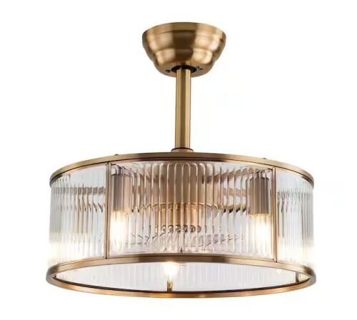 18 in. Indoor Gold Modern 5-Light 6 Speeds Caged Ceiling Fan with Reversible Motor and Remote - Lot 622