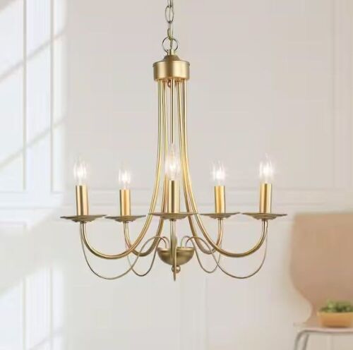 LNC Modern 18.5 in. Matte Gold Chandelier 5-Light Empire Candlestick Pendant Light - Lot 633