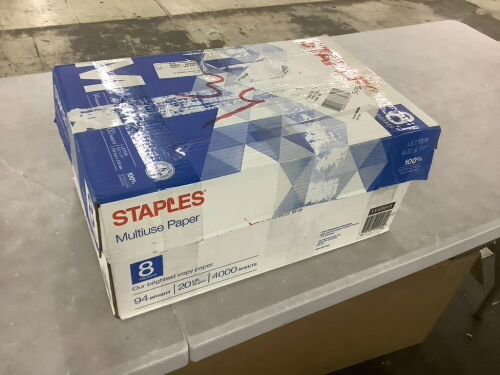 Staples Multiuse Paper 8.5" x 11" 20lb 94 Brightness 4000 Sheets - Lot 638