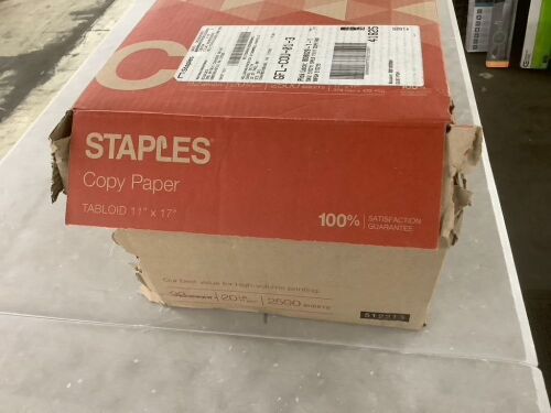 Staples Copy Paper 11" x 17" 20lb 92 Brightness 2500 Sheets - Lot 639