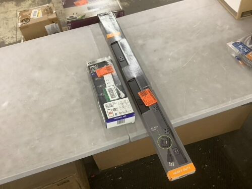 Commercial Electric 6-Outlet 2 USB Metal Power Strip & 3 ft. 4-Outlet White Surge Protector - Lot 821