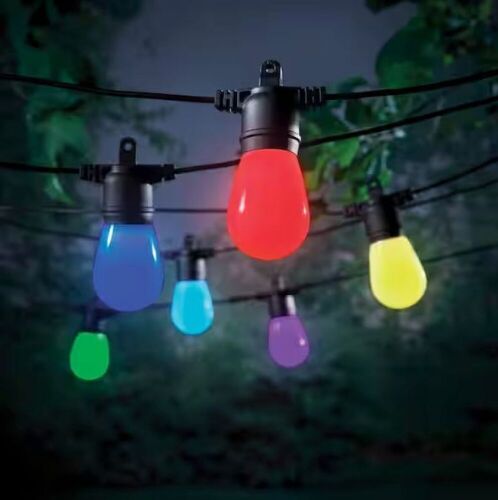 Lot of (2) Hampton Bay 24 ft. Indoor/Outdoor Plug-in Integrated LED Frosted Bulb Cafe String Light, Powered by Hubspace - Lot 823