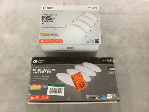 Lot of (2) Commercial Electric Slim LED Color Changing Recessed Kit, 4 Pack  - Lot 829