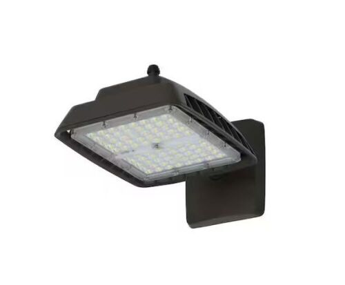 Commercial Electric 600W Equivalent Integrated LED Bronze Outdoor Commercial Wall Mount Area Light, 8500 Lumens, 4000K, Dusk-to-Dawn - Lot 830