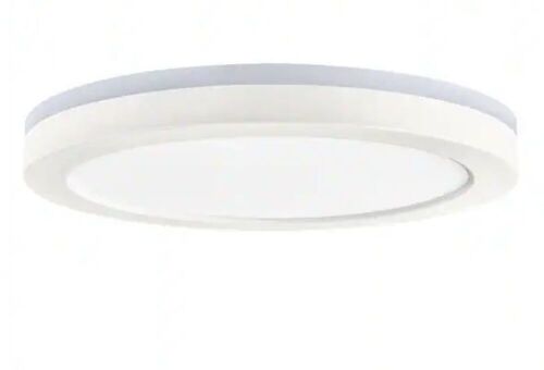 Commercial Electric 12 in. LED Flush Mount Smart CCT and RGB Selectable Matte White Finish with Night Light Powered by Hubspace - Lot 835