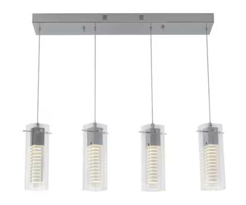 Artika Hologram 21-Watt 4 Light Chrome Modern Integrated LED Pendant Light Fixture - Lot 839