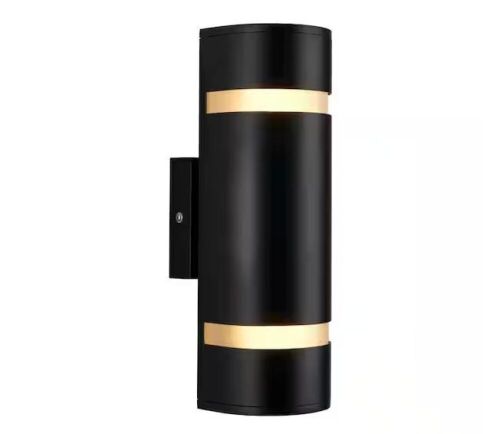 Artika 3 Way Stream Black Modern Outdoor Hardwired Garage and Porch-Light Cylinder Sconce - Lot 115
