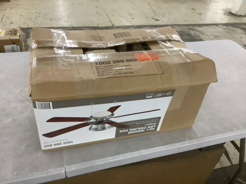 Hugger 52 in. LED Indoor Brushed Nickel Ceiling Fan with Light Kit - Lot 201