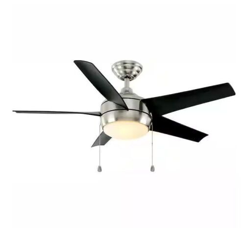 Home Decorators Collection Windward 44 in. LED Brushed Nickel Ceiling Fan with Light Kit - Lot 215