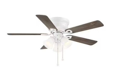 Clarkston II 44 in. LED Indoor White Ceiling Fan with Light Kit - Lot 219