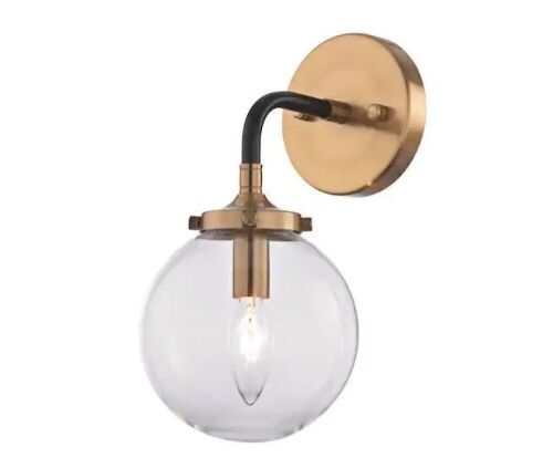 Home Decorators Collection Kendall 1-Light Matte Black and Antique Gold Wall Sconce - Lot 315