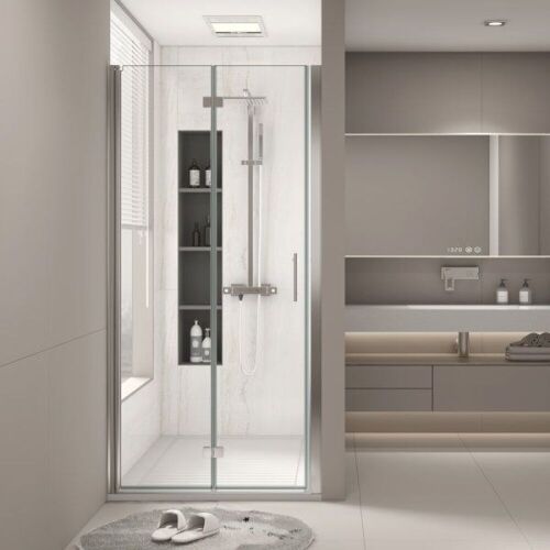 Chrome 30" - 31.38" W x 72" H Frameless Bifold Shower Door with 1/4" Tempered Glass - Lot 67