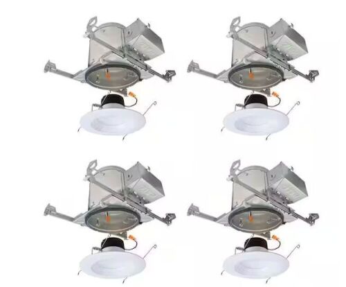 HALO LT 6 in. Adjustable CCT Canless IC Rated Dimmable Indoor, Outdoor Integrated LED Recessed Light Kit, 4-Pack - Lot 507