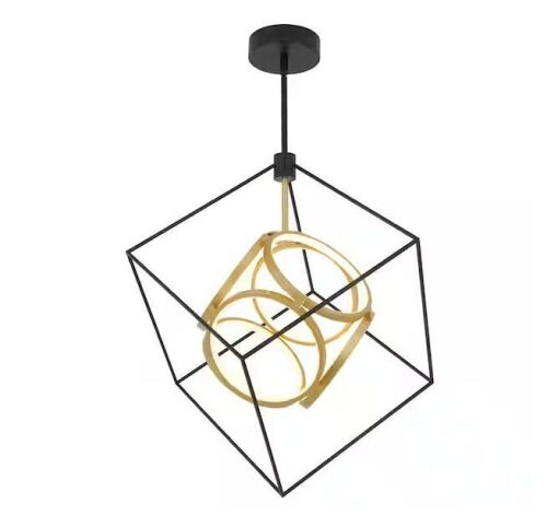 Artika Luxury 29-Watt 1 Light Black and Gold Modern Industrial Integrated LED Pendant Light Fixture  - Lot 509