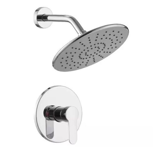 BWE Single Handle 1-Spray Square Shower Faucet Set 2.5 GPM with High Pressure Shower Head in. Chrome - Lot 705