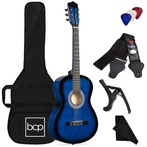Beginner Acoustic Guitar Set w/ Case, Strap, Strings - 38in - Lot 6657