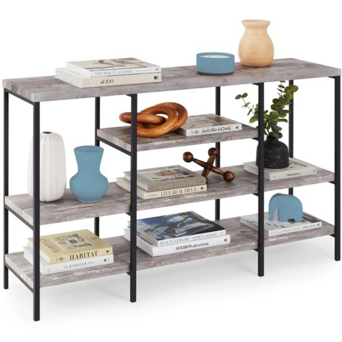 4-Tier Industrial Console Table w/ Tall Shelf Space - 55in - Lot 6696