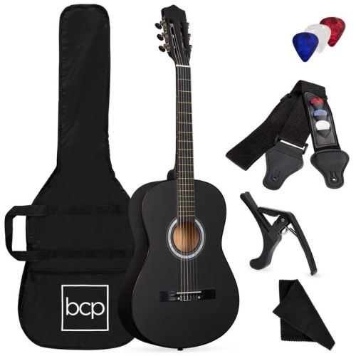 Beginner Acoustic Guitar Set w/ Case, Strap, Strings - 38in - Lot 6709