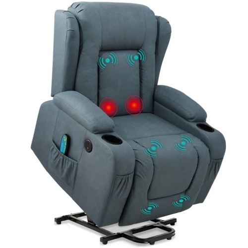 Electric Power Lift Recliner Massage Chair w/ Heat, USB Port, Cupholders - Lot 6721