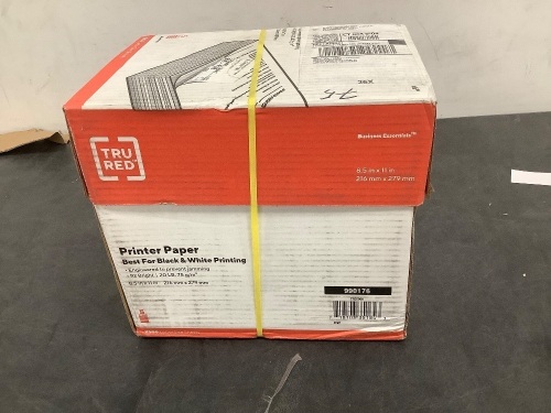 TRU RED Copy Paper, 8.5" x 11" Sheet Size, 92 Brightness, 20 lbs., Smooth Finish White Paper (500 Sheets/Ream, 5 Reams/Carton) - Lot 6897