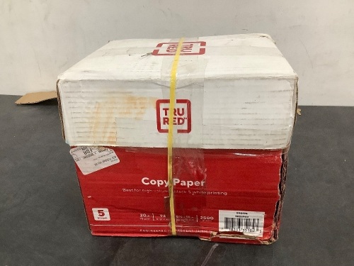 TRU RED Copy Paper, 8.5" x 11" Sheet Size, 92 Brightness, 20 lbs., Smooth Finish White Paper (500 Sheets/Ream, 5 Reams/Carton) - Lot 6898