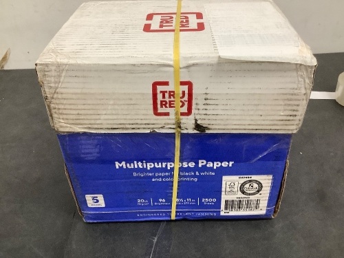 Multi-Use Printer & Copy Paper, 5 Reams, White, Letter (8.5" x 11"), 2500 Sheets Per Case, 20 Lb, 96 Bright - Lot 6899