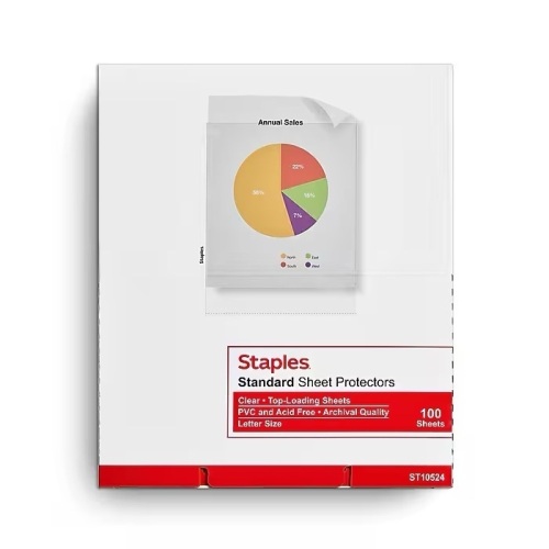 Staples Standard Weight Sheet Protectors, 100/Box, 5/Pack - Lot 6918