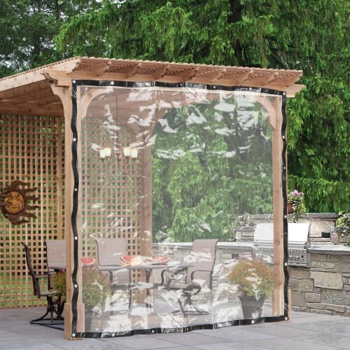 Lot of (3) 8 x 10ft Clear Vinyl Patio Tarp with Grommets - Lot 171