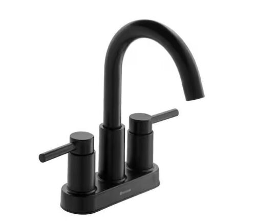 Glacier Bay Dorind 4 in. Centerset 2-Handle High-Arc Bathroom Faucet in Matte Black - Lot 190