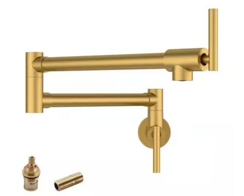 LORDEAR Brass Wall Mounted Pot Filler Faucet in Brushed Gold - Lot 191