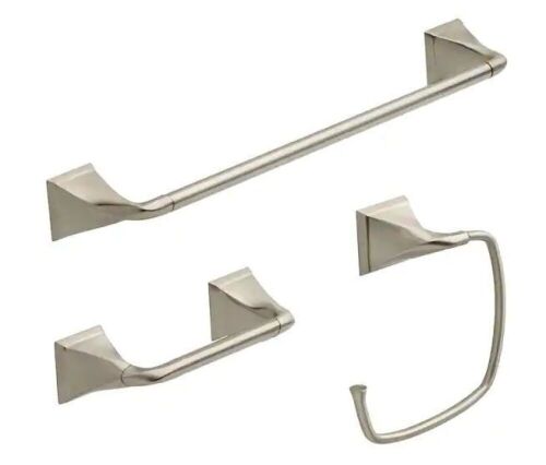 Lot of (2) Delta Everly 3 -Piece Bath Hardware Set with Mounting Hardware in Brushed Nickel - Lot 198