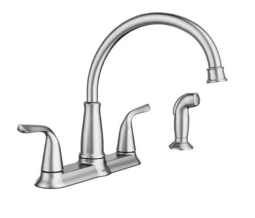 MOEN Brecklyn 2-Handle Standard Kitchen Faucet with Side Sprayer in Spot Resist Stainless - Lot 199