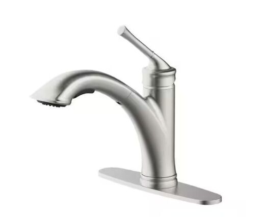 Glacier Bay Hemming Single-Handle Pull-Out Sprayer Kitchen Faucet Deckplate Included in Spot Resist Stainless Steel - Lot 290