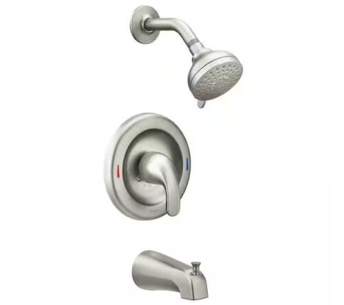 MOEN Adler Single Handle 4-Spray Tub and Shower Faucet 1.8 GPM in Spot Resist Brushed Nickel  - Lot 296