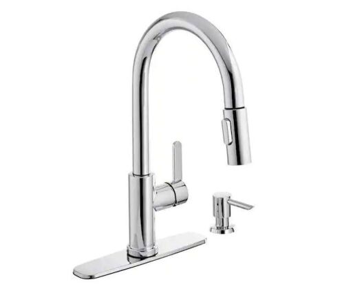 Glacier Bay Paulina Single-Handle Pull-Down Sprayer Kitchen Faucet with TurboSpray, FastMount and Soap Dispenser in Polished Chrome - Lot 480