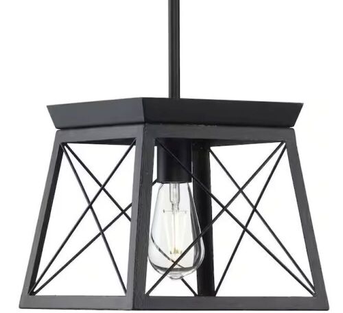 Lot of (2) Progress Lighting Briarwood Collection 1-Light Black Cerused Kitchen Farmhouse Mini-Pendant Hanging Light - Lot 572